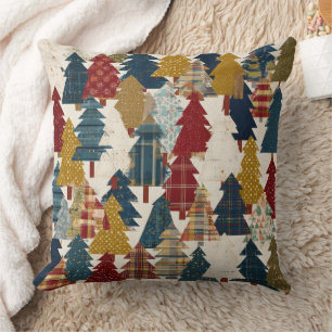 Coussin Motif d'arbre de Noël en patchwork festif (2)