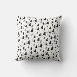Coussin Motif d'arbre de Noël noir et blanc