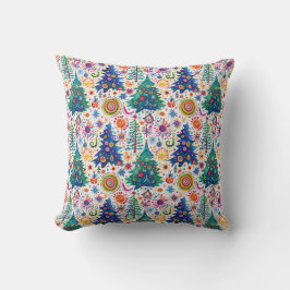 Coussin Motif d'arbre festif coloré