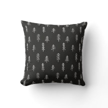 Motif d'arbres de pin modernes noir et blanc
