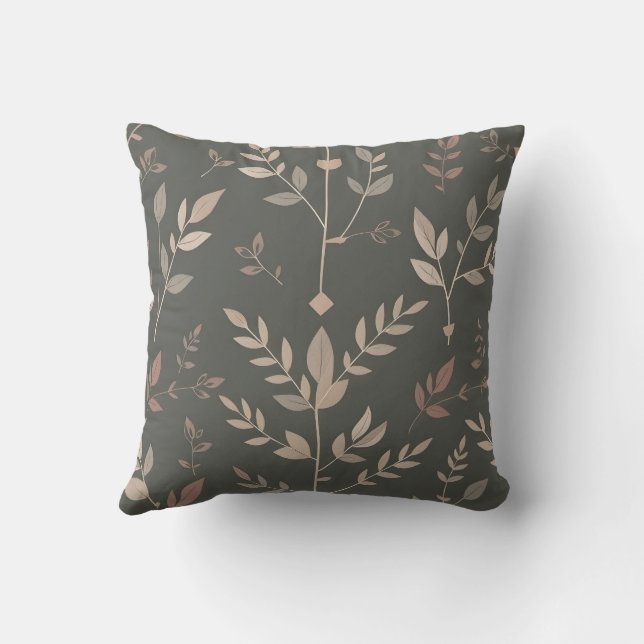 Coussin Motif Dark Pastel Leaf & Fern Design (Verso)