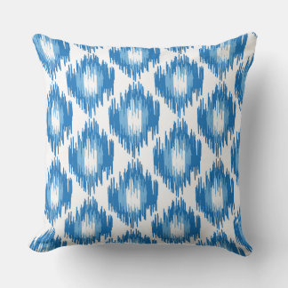 Coussin Motif d'art bleu blanc Ikat Ogee