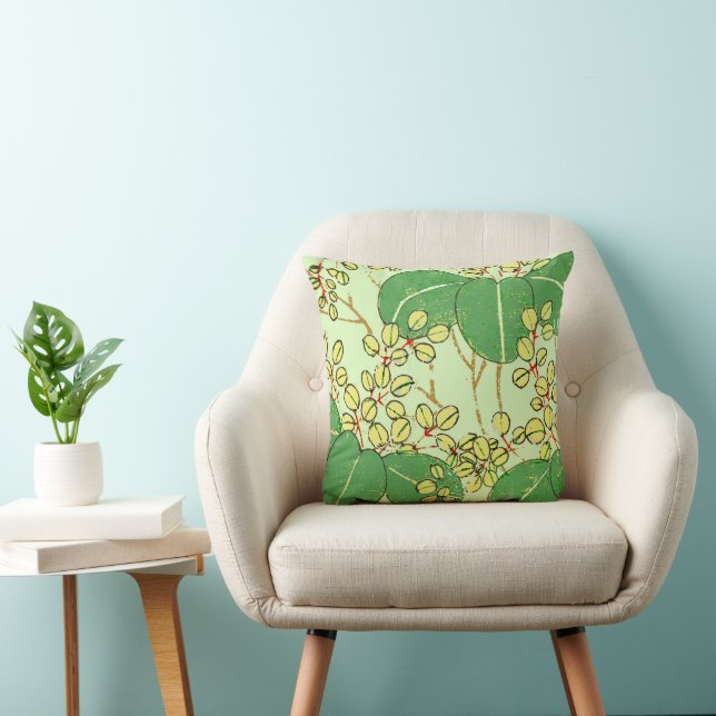 Coussin Motif d'art botanique floral de la feuille japonai (Chaise)