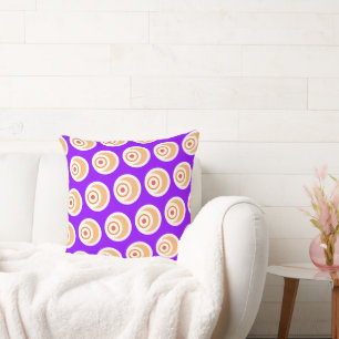 Coussin Motif d'art concentrique en carrelage violet vif g