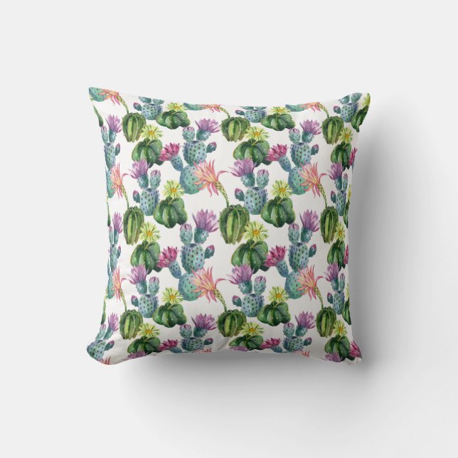 Coussin Motif d'art de cactus d'aquarelle (Recto)