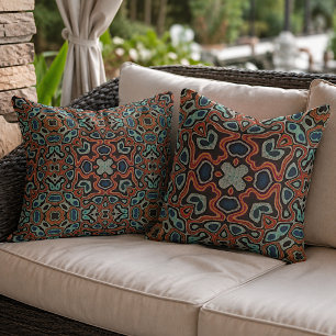 Coussin Motif d'art de carreaux bohème méditerranéen maroc