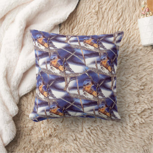 Coussin Motif d'art de la nature animale Merlebleu