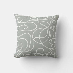 Coussin Motif d'art Doodline   Blanc sur vert moyen gris