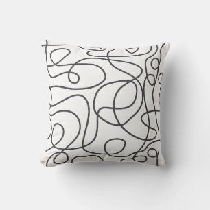 Coussin Motif d'art Doodline   Graphite en blanc
