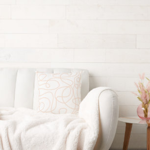 Coussin Motif d'art Doodline Pêche/abricot en blanc