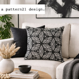 Coussin motif d'art en ligne moderne noir et blanc