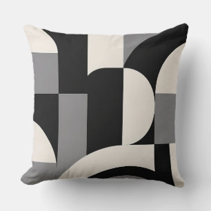 Coussin Motif d'art géométrique abstrait moderne en monoch