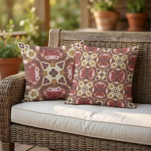 Coussin Motif d'art tribal abstrait bohème élégant