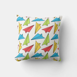 Coussin Motif d'avions en papier coloré