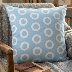 Coussin Motif de bague moderne cercle bleu clair blanc