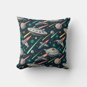 Coussin Motif de bande dessinée de bataille spatiale de va