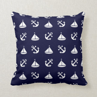 Coussin Motif de bateau à voile et d'ancre