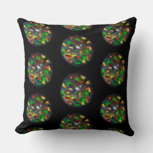 Coussin Motif de bijou en opale noire élégante sur fond no