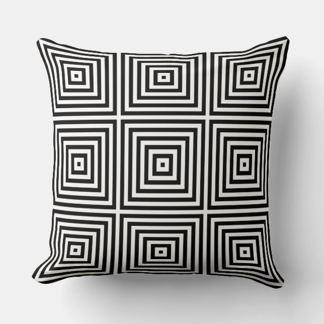 Coussin Motif de boîte imbriquée noir et blanc classique (Recto)
