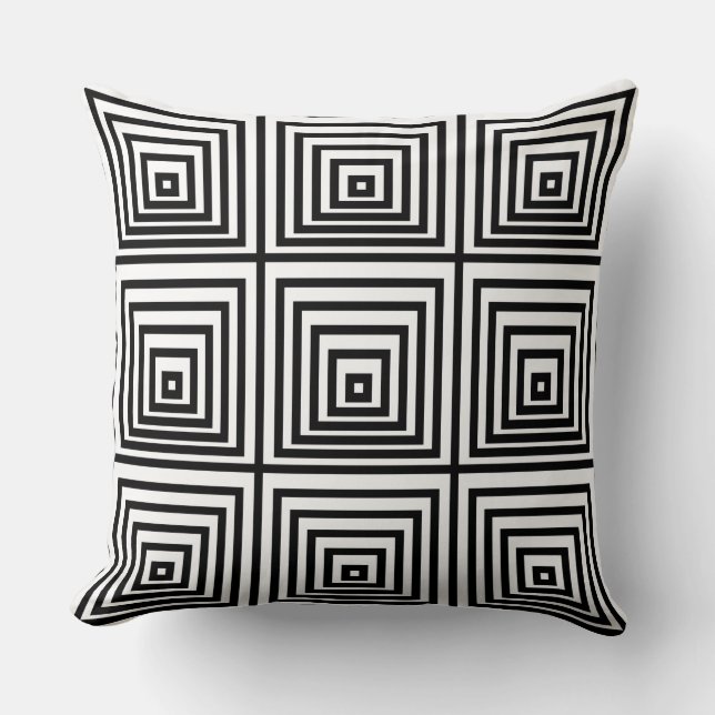 Coussin Motif de boîte imbriquée noir et blanc - Pilote (Recto)