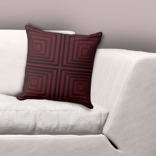 Coussin Motif de boîte imbriquée rouge élégant