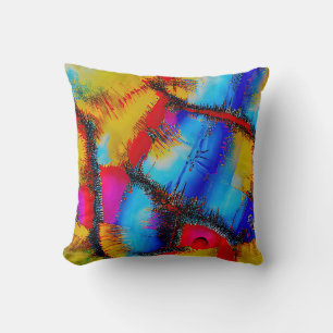 Coussin Motif de broderie abstrait coloré