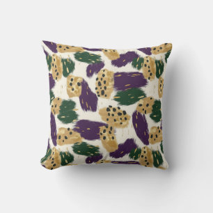 Coussin Motif de brosses vert violet or