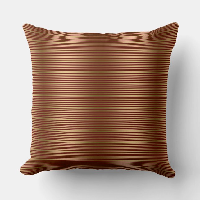 Coussin Motif De Burgundy Et Gold Stripes (Recto)