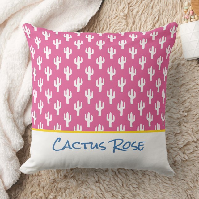 Coussin Motif de cactus de Saguaro moderne désert NOM Rose (Couverture)