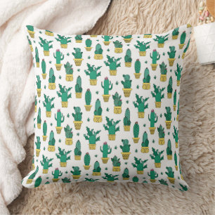 Coussin Motif de cactus et de succulentes mignon 