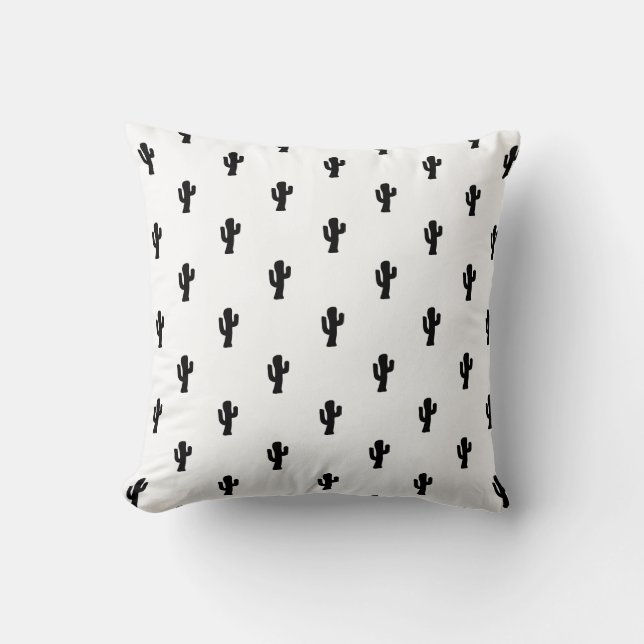 Coussin Motif de cactus noir et blanc moderne (Recto)