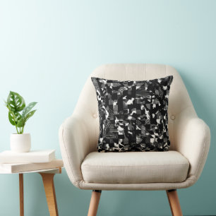 Coussin Motif de camouflage noir et blanc "Fractura"
