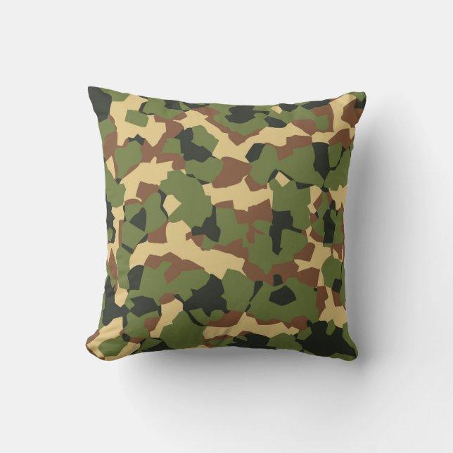 Coussin Motif de Camouflage Woodland (Recto)