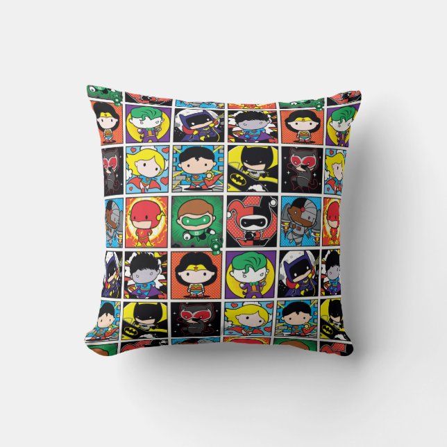 Coussin Motif de caractères de la Ligue de justice de Chib (Recto)
