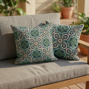 Coussin Motif de carreaux d'art boho méditerranéen marocai