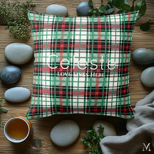 Coussin Motif de carreaux tartan vert classique