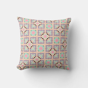 Coussin Motif de carrelage géométrique pastel   Rose Menth