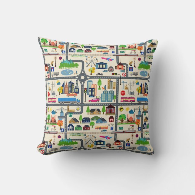 Coussin Motif de carte de ville (Recto)