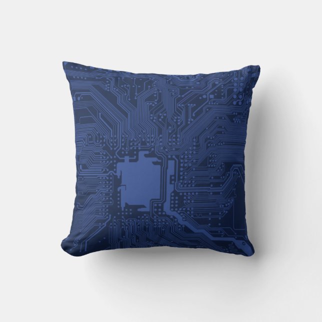 Coussin Motif de carte mère Geek bleu (Recto)