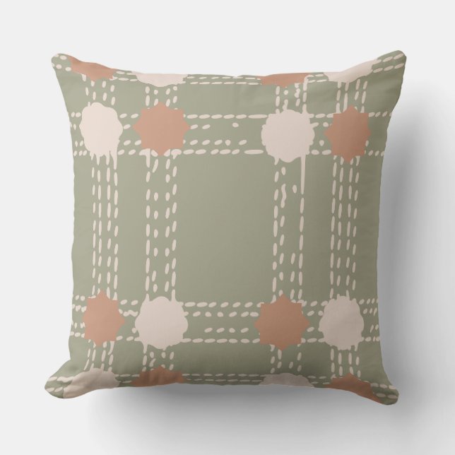 Coussin Motif de cercle vert olive (Recto)