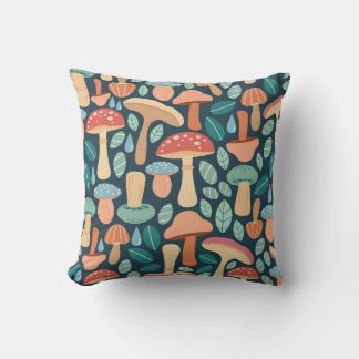 Coussin Motif de champignon forestier enchanté