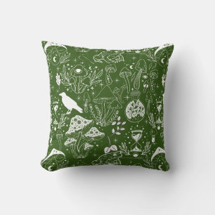Coussin Motif de champignon psychédélique 2D.BW.b D Green