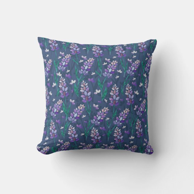 Coussin Motif de champs Lavender dans violet (Recto)