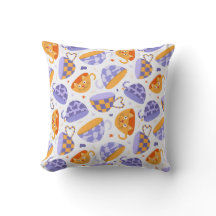 Coussin Motif de chat et thé