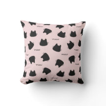 Motif de chat noir mignon Kitty rose Miaou