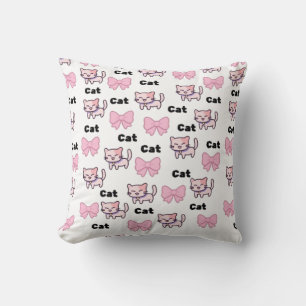 Coussin Motif de chat rose mignon et noeud