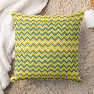 Coussin Motif de chevron vert et jaune