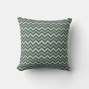 Coussin motif de chevron vert sage neutre