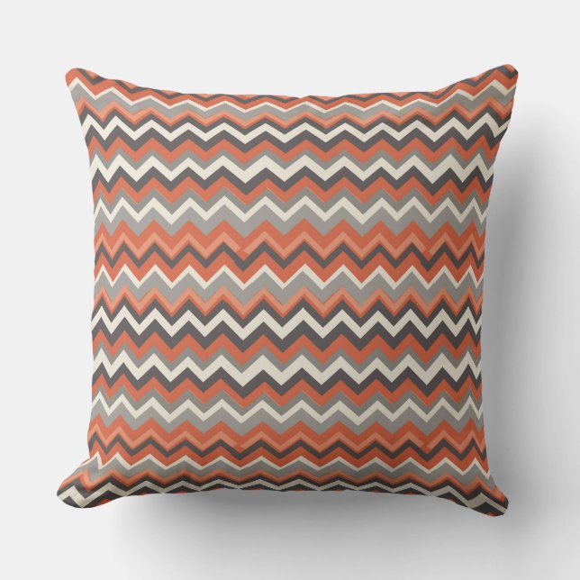 Coussin Motif de chevrons orange et gris (Recto)