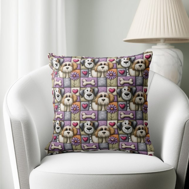 Coussin Motif de chien en patchwork mignon (Créateur téléchargé)